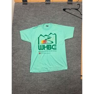 Vintage 1989 Screen Stars WHBC Bike Challenge T-Shirt XL Seafoam Green 80s USA